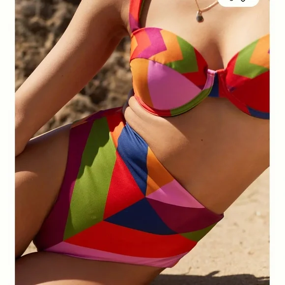 NWT Farm x Anthropologie Geometric High-Waisted Bikini Bottoms - Picture 2 of 11